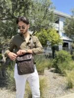 Cardinal 8870 Δερμάτινη Ανδρική Τσάντα Ώμου / Χιαστί Σε Χρώμα Καφέ - Image 2