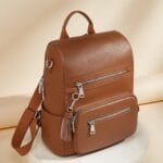 Foxer 9135070F Δερμάτινη Γυναικεία Τσάντα Πλάτης Σε Καφέ - Image 2