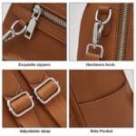 Foxer 9135070F Δερμάτινη Γυναικεία Τσάντα Πλάτης Σε Καφέ - Image 6