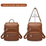Foxer 9135070F Δερμάτινη Γυναικεία Τσάντα Πλάτης Σε Καφέ - Image 3