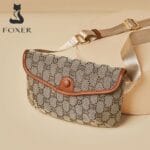 Foxer 9151045F Υφασμάτινη Γυναικεία Τσάντα Χιαστί Σε Καφέ - Image 4