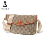 Foxer 9151045F Υφασμάτινη Γυναικεία Τσάντα Χιαστί Σε Καφέ - Image 7