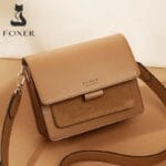 Foxer 954011F Δερμάτινη Γυναικεία Τσάντα Χιαστί / Ώμου Σε Καφέ - Image 2