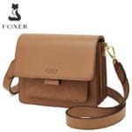 Foxer 954011F Δερμάτινη Γυναικεία Τσάντα Χιαστί / Ώμου Σε Καφέ - Image 3