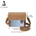 Foxer 954011F Δερμάτινη Γυναικεία Τσάντα Χιαστί / Ώμου Σε Καφέ - Image 4