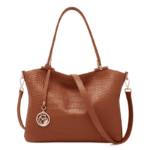 Foxer 986046F Δερμάτινη Γυναικεία Τσάντα Shopper / Ώμου Σε Καφέ