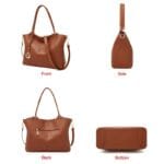 Foxer 986046F Δερμάτινη Γυναικεία Τσάντα Shopper / Ώμου Σε Καφέ - Image 5