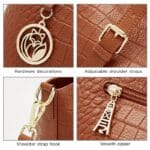 Foxer 986046F Δερμάτινη Γυναικεία Τσάντα Shopper / Ώμου Σε Καφέ - Image 7