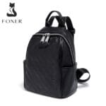 Foxer SF900116YF Δερμάτινη Γυναικεία Τσάντα Πλάτης Σε Μαύρο - Image 5