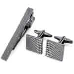 Set Ανδρικά Μανικετόκουμπα Original Men's Fashion Από Ατσάλι Σε Μαύρο Luxury Silver