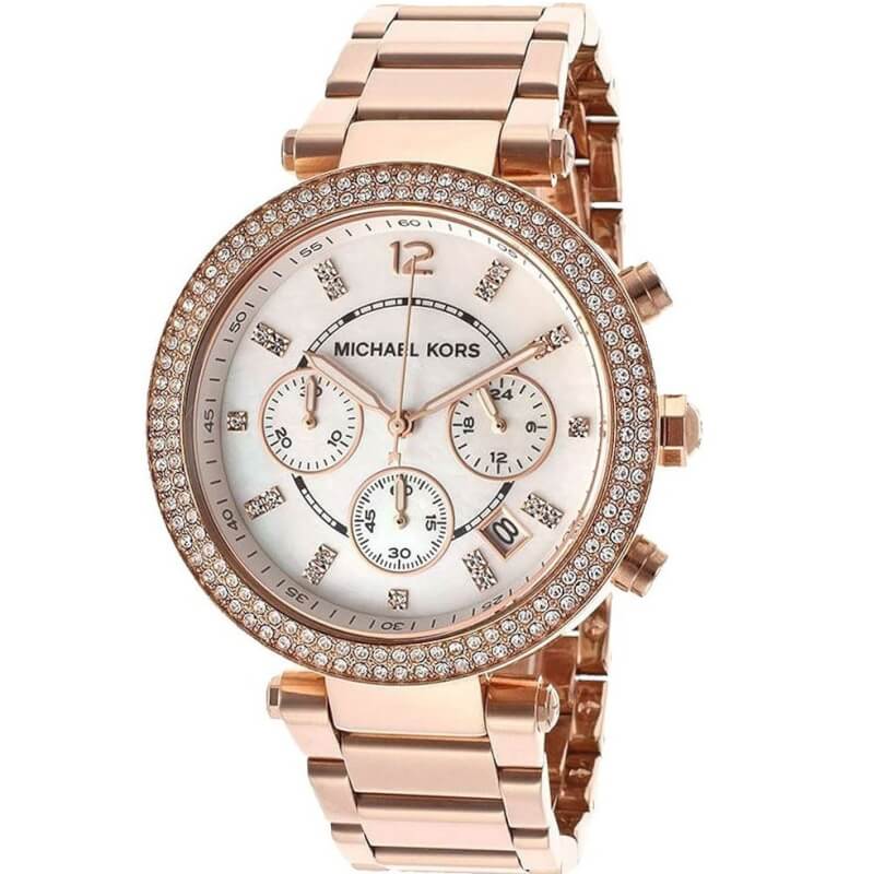 Michael Kors Parker Crystals Ρολόι Χρονογράφος Με Μεταλλικό Μπρασελέ σε Ροζ Χρυσό χρώμα MK5491 - Image 5
