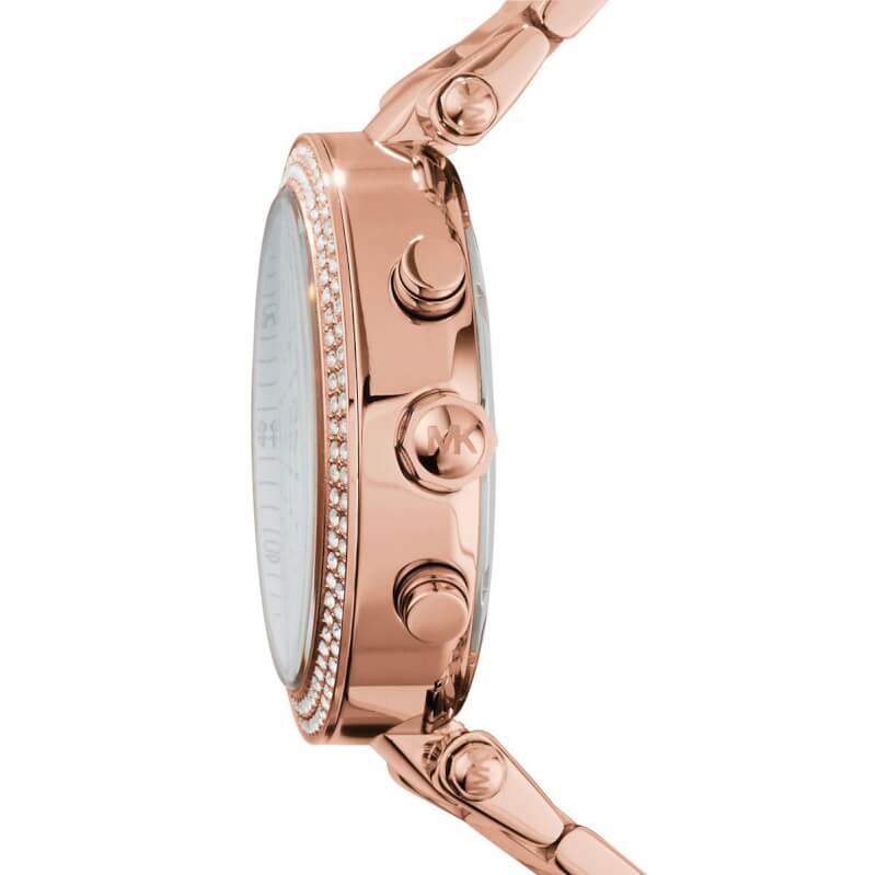 Michael Kors Parker Crystals Ρολόι Χρονογράφος Με Μεταλλικό Μπρασελέ σε Ροζ Χρυσό χρώμα MK5491 - Image 4