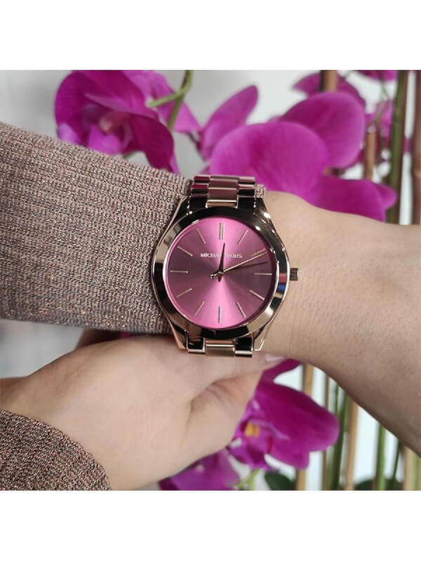 Michael Kors Slim Runway Ρολόι Με Ροζ Χρυσό Μεταλλικό Μπρασελέ MK3436 - Image 3
