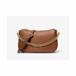 Michael Kors 35F4G1QC1L Pouchette Δερμάτινη Γυναικεία Τσάντα Χιαστί / Ώμου Σε Καφέ