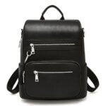 Foxer 9135070F Δερμάτινη Γυναικεία Τσάντα Πλάτης Σε Μαύρο