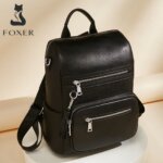 Foxer 9135070F Δερμάτινη Γυναικεία Τσάντα Πλάτης Σε Μαύρο - Image 2