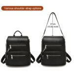 Foxer 9135070F Δερμάτινη Γυναικεία Τσάντα Πλάτης Σε Μαύρο - Image 6