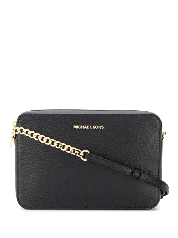 michael-kors-crossbody saffiano black Michael Kors Large Saffiano Δερμάτινη Γυναικεία Τσάντα Χιαστί / Ώμου Σε Μαύρο - Image 1