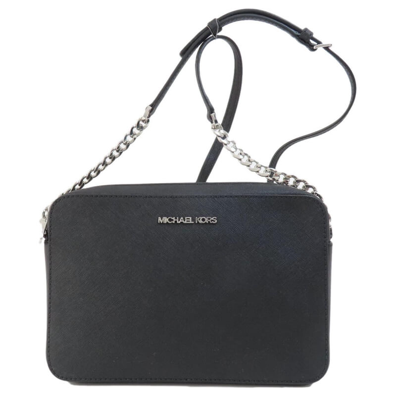 michael kors saffiano silver-1 Michael Kors Large Silver Saffiano Δερμάτινη Γυναικεία Τσάντα Χιαστί / Ώμου Σε Μαύρο - Image 1