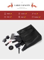 Foxer 958V422F Δερμάτινη Γυναικεία Τσάντα Shopper / Ώμου Σε Μαύρο - Image 3