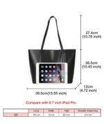 Foxer 958V422F Δερμάτινη Γυναικεία Τσάντα Shopper / Ώμου Σε Μαύρο - Image 5