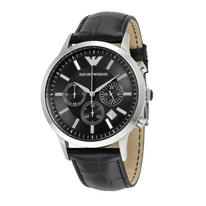 Emporio Armani Ρολόι Χρονογράφος με Δερμάτινο Λουράκι σε Μαύρο Renato AR2447 - Image 1