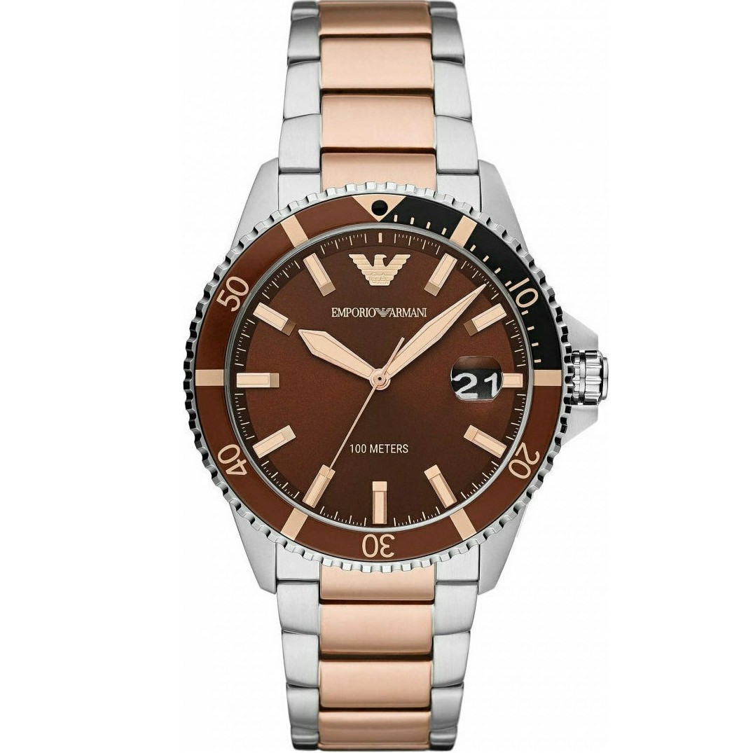 emporio_armani_andriko_roloi_42mm_mpatarias_me_metalliko_mprasele_ar11340 Emporio Armani Ρολόι με Μεταλλικό Μπρασελέ Diver AR11340 - Image 1