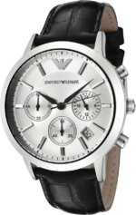 Emporio Armani Ρολόι Χρονογράφος με Δερμάτινο Λουράκι σε Μαύρο AR2432 - Image 3