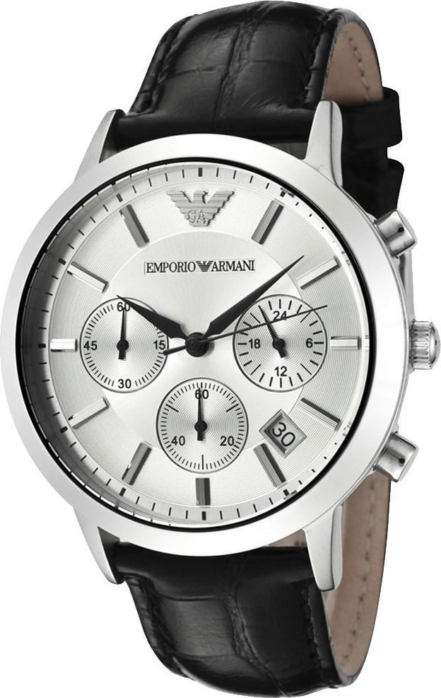 Emporio Armani Ρολόι Χρονογράφος με Δερμάτινο Λουράκι σε Μαύρο AR2432 - Image 3