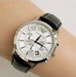 Emporio Armani Ρολόι Χρονογράφος με Δερμάτινο Λουράκι σε Μαύρο AR2432 - Image 5