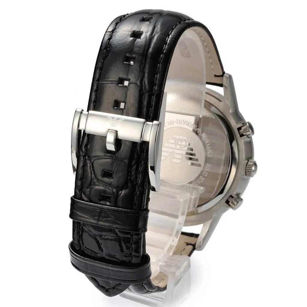 Emporio Armani Ρολόι Χρονογράφος με Δερμάτινο Λουράκι σε Μαύρο AR2432 - Image 2