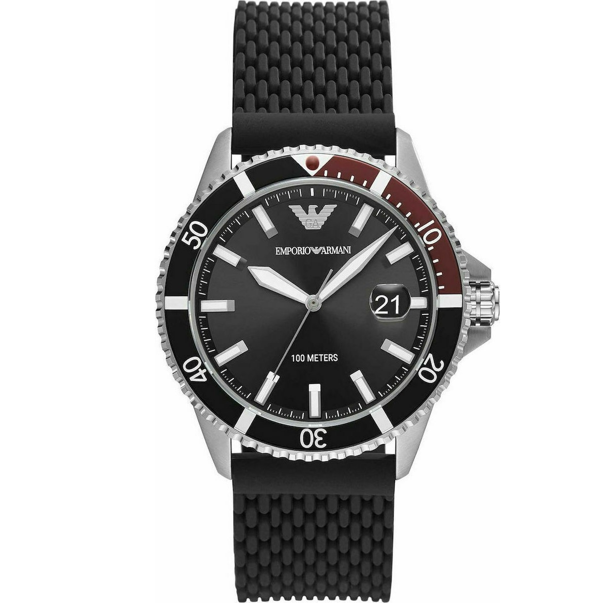 Emporio Armani Ρολόι με Καουτσούκ Λουράκι σε Μαύρο Diver AR11341 - Image 1