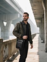 Bull Captain DJB 069 Δερμάτινη Ανδρική Τσάντα Ώμου / Χιαστί Σε Χρώμα Μαύρο - Image 6