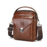Bull Captain DJB 069 Δερμάτινη Ανδρική Τσάντα Ώμου / Χιαστί Σε Χρώμα Καφέ
