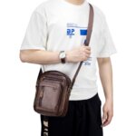 Bull Captain DJB 91325 Δερμάτινη Ανδρική Τσάντα Ώμου / Χιαστί Σε Χρώμα Σκούρο Καφέ - Image 7