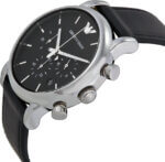 Emporio Armani Ρολόι Χρονογράφος Classic με Δερμάτινο Λουράκι σε Μαύρο AR1733 - Image 2