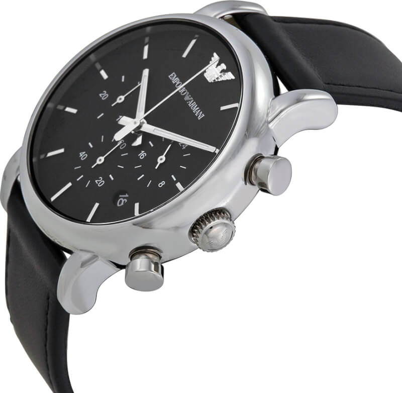 Emporio Armani Ρολόι Χρονογράφος Classic με Δερμάτινο Λουράκι σε Μαύρο AR1733 - Image 2