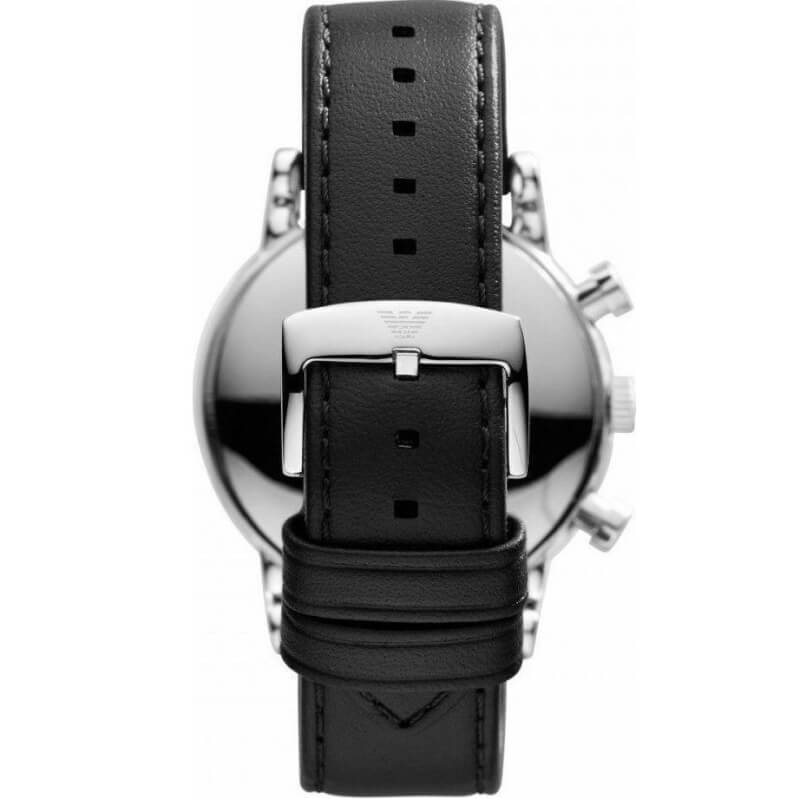 Emporio Armani Ρολόι Χρονογράφος Classic με Δερμάτινο Λουράκι σε Μαύρο AR1733 - Image 4