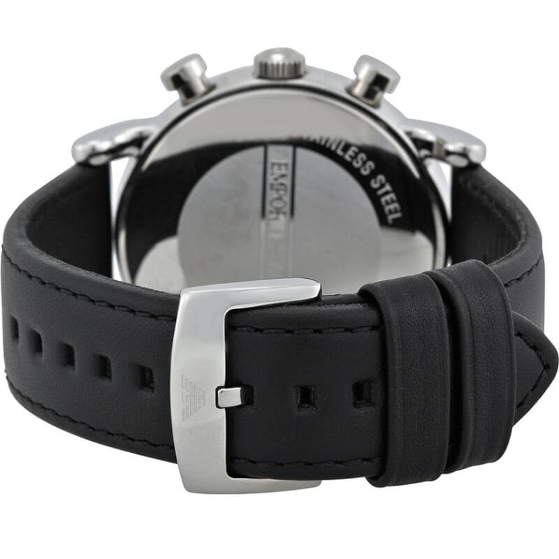 Emporio Armani Ρολόι Χρονογράφος Classic με Δερμάτινο Λουράκι σε Μαύρο AR1733 - Image 3