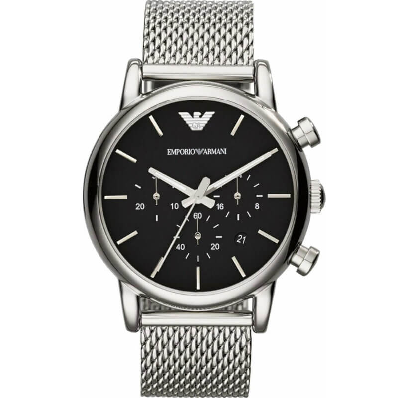 emporio_armani_classic_andriko_roloi_41mm_chronografos_mpatarias_me_asimi_metalliko_mprasele_ar1811 Emporio Armani Classic Ρολόι Χρονογράφος με Ασημί Μεταλλικό Μπρασελέ AR1811 - Image 1