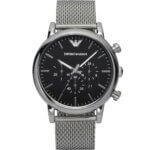 Emporio Armani Classic Ρολόι Χρονογράφος με Ασημί Μεταλλικό Μπρασελέ AR1808