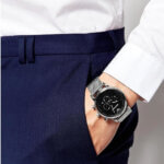 Emporio Armani Classic Ρολόι Χρονογράφος με Ασημί Μεταλλικό Μπρασελέ AR1808 - Image 3