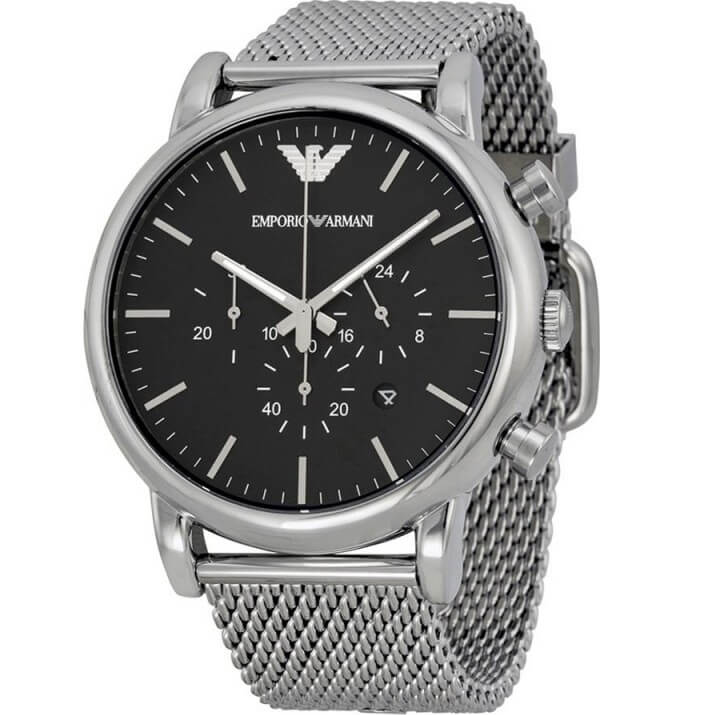 Emporio Armani Classic Ρολόι Χρονογράφος με Ασημί Μεταλλικό Μπρασελέ AR1808 - Image 5