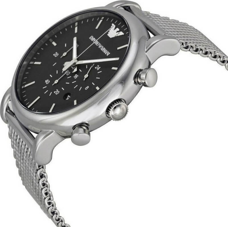 Emporio Armani Classic Ρολόι Χρονογράφος με Ασημί Μεταλλικό Μπρασελέ AR1808 - Image 6