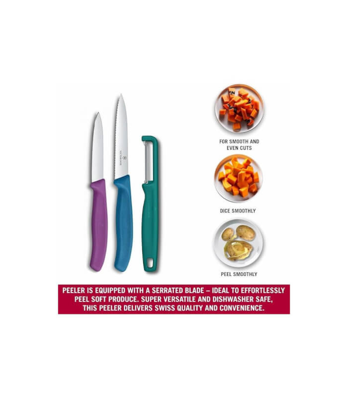 Victorinox Swiss Classic Paring Knife & Αποφλοιωτής Swiss Classic Με Μήκος Λεπίδας 8-10cm Από Ανοξείδωτο Ατσάλι Πολύχρωμα Set 3 ΤΕΜ (6.7116.33C1) - Image 2