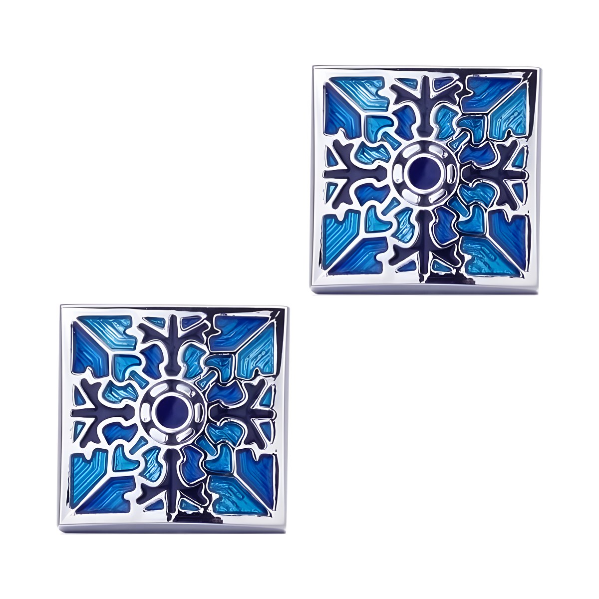 Ατσάλινα ανδρικά μανικετόκουμπα Original Men's Fashion Blue Winter, ασημί και μπλε