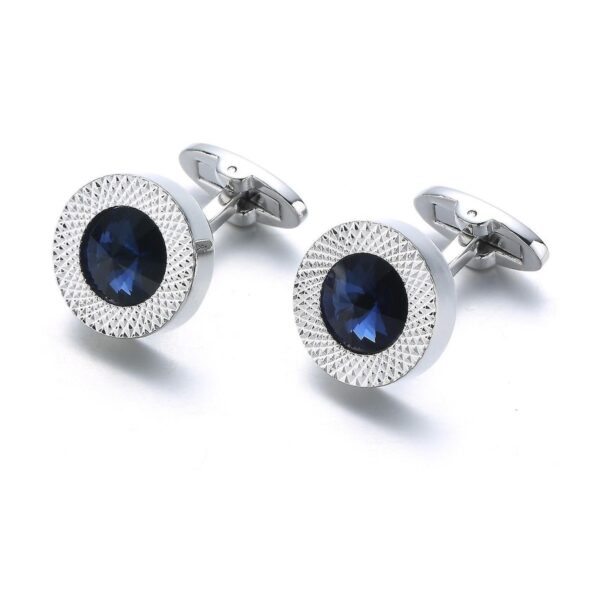 Ατσάλινα ανδρικά μανικετόκουμπα Original Men's Fashion Royal Crystal Blue Osean, ασημί και μπλε
