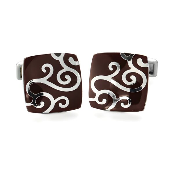 Ατσάλινα ανδρικά μανικετόκουμπα Original Men's Fashion Red Tribal Velvet, ασημί και κόκκινο