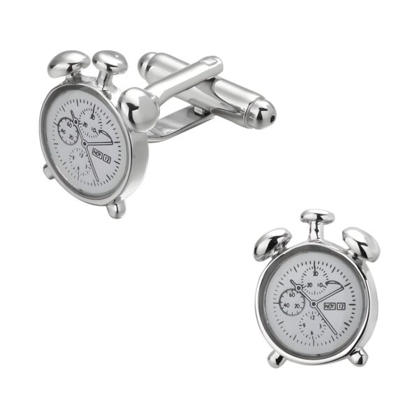 Ανδρικά ατσάλινα μανικετόκουμπα Original Men's Fashion Ρολόι Alarm Clock, ασημί