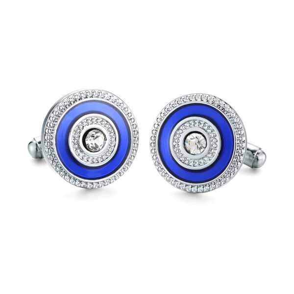 Ατσάλινα ανδρικά μανικετόκουμπα Original Men's Fashion Blue Crystal Shield, μπλε